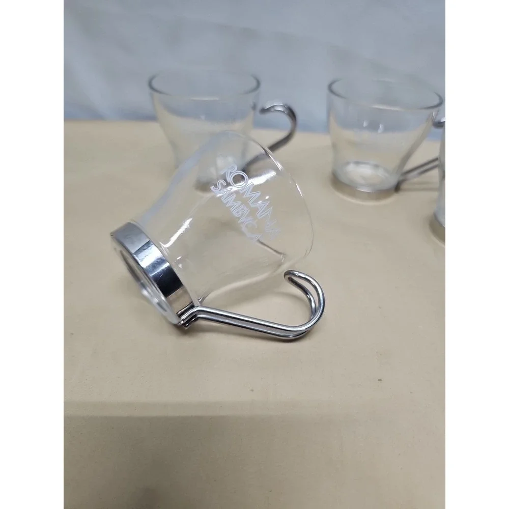 Bormioli Rocco Italy Set of 4‎ Verdi Espresso Glass Cups Romana Vitrosax Sambuca